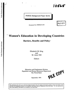 State of Women's Education in Developing Countries, Idlustratingthe Extent of the Gender Gap in Education in Those Countries