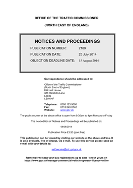 Notices and Proceedings 25 July 2014