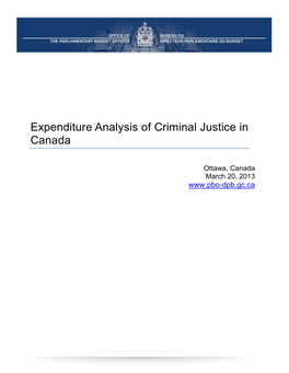 Expenditure Analysis of Criminal Justice in Canada