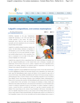 Lalgudi's Compositions, 21St Century Masterpieces