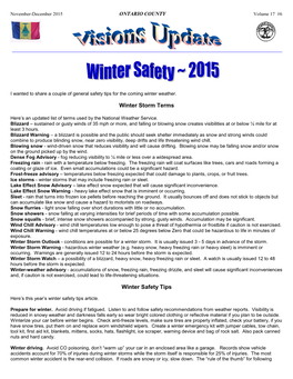 Winter Storm Terms Winter Safety Tips