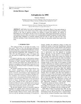 Publications of the Astronomical Society of the Pacific 108: 8-34, 1996 January