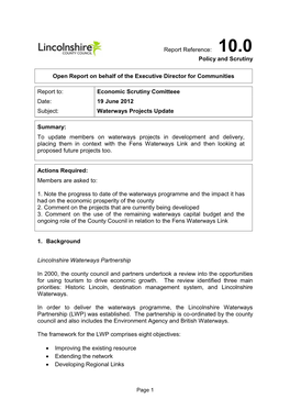 Report Reference: 10.0 Policy and Scrutiny