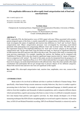 P3b Amplitudes Differences in Ultra-Rapid Visual Categorization Task of Food and Non-Food Items