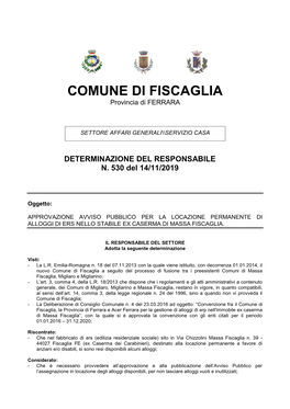 COMUNE DI FISCAGLIA Provincia Di FERRARA