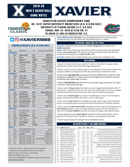 2019-20 Men's Basketball Game Notes