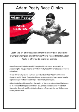 Adam Peaty Race Clinics
