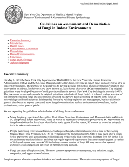 Guidelines on Assessment and Remediation of Fungi in Indoor Environments