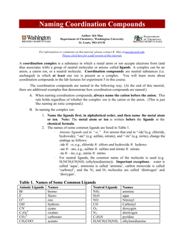 Naming Coordination Compounds