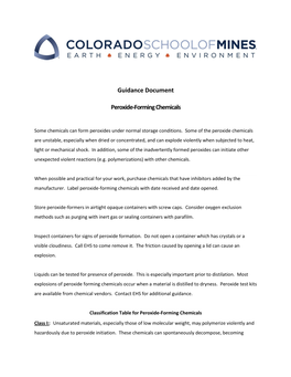 Guidance Document Peroxide-Forming Chemicals