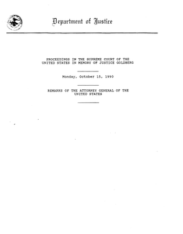 Proceedings in the Supreme Court of the United States in Memory of Justice Goldberg