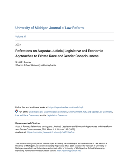 Judicial, Legislative and Economic Approaches to Private Race and Gender Consciousness