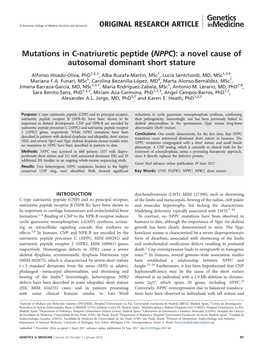 Mutations in C-Natriuretic Peptide (NPPC): a Novel Cause of Autosomal Dominant Short Stature