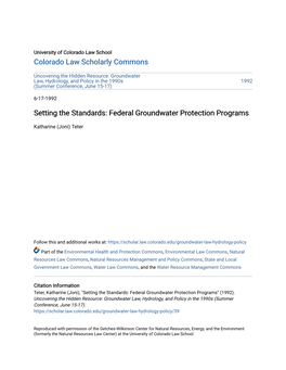 Federal Groundwater Protection Programs