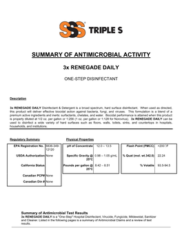 Summary of Antimicrobial Activity