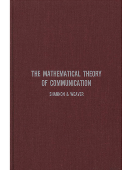 THE MATHEMATICAL THEORY of COMMUNICATION by Claude E