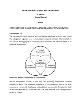 ENVIRONMENTAL SCIENCE and ENGINEERING SCHX1001 Course