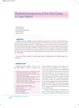 Rhabdomyosarcoma of the Oral Cavity: a Case Report