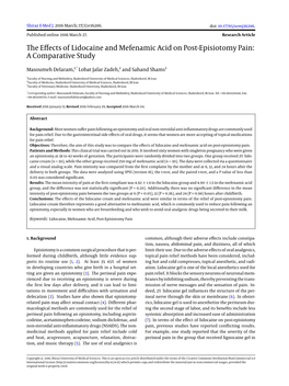 The Effects of Lidocaine and Mefenamic Acid on Post-Episiotomy