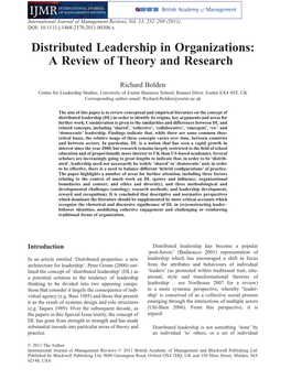 Distributed Leadership in Organizations a Review of Theory