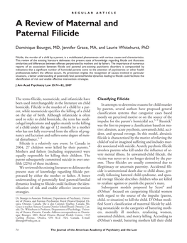 A Review of Maternal and Paternal Filicide