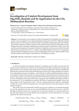 Investigation of Catalyst Development from Mg2nih4 Hydride and Its Application for the CO2 Methanation Reaction