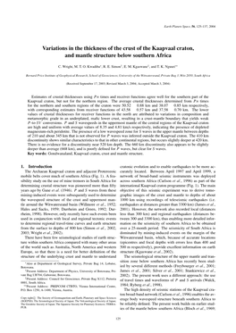 Variations in the Thickness of the Crust of the Kaapvaal Craton, and Mantle Structure Below Southern Africa