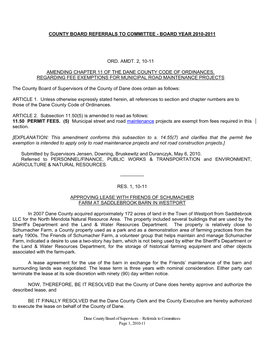 County Board Referrals to Committee - Board Year 2010-2011