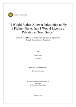 “I Would Rather Allow a Palestinian to Fly a Fighter Plane, Than I Would License a Palestinian Tour Guide”