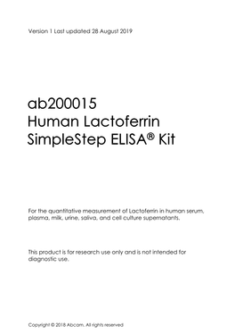 Ab200015 Human Lactoferrin Simplestep ELISA® Kit