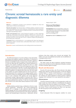 Chronic Scrotal Hematocele: a Rare Entity and Diagnostic Dilemma