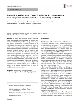 (Hevea Brasiliensis) for Structural Use After the Period of Latex Extraction: a Case Study in Brazil