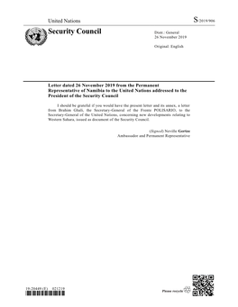 Security Council Distr.: General 26 November 2019