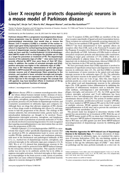 Liver X Receptor Β Protects Dopaminergic Neurons in a Mouse Model of Parkinson Disease