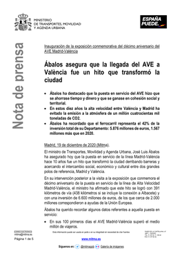 Nota De Prensa Nota Inversión Total De Su Departamento: 5.876 Millones De Euros, 1.567 Millones Más Que En 2020