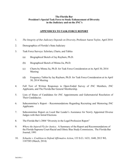 The Florida Bar President's Special Task Force to Study Enhancement of Diversity in the Judiciary and on the JNC's APPENDIC