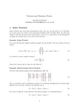 Vectors and Matrices Notes