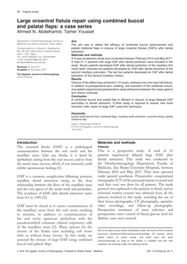 Large Oroantral Fistula Repair Using Combined Buccal and Palatal Flaps: a Case Series Ahmed N