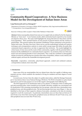 Community-Based Cooperatives: a New Business Model for the Development of Italian Inner Areas