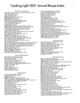 Cooking Light 2001 Annual Recipe Index