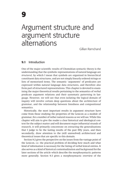 9 Argument Structure and Argument Structure Alternations Gillian Ramchand