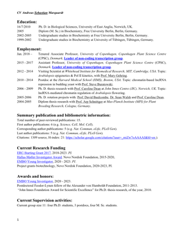 Summary Publication and Bibliometric Information: Total Number of Peer-Reviewed Publications: 15