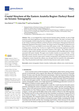 Crustal Structure of the Eastern Anatolia Region (Turkey) Based on Seismic Tomography