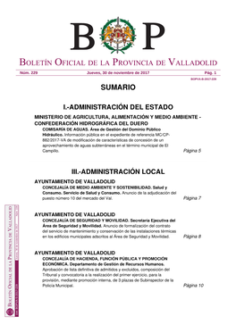 Sumario Boletín Oficial De La Provincia De Valladolid