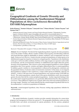 Geographical Gradients of Genetic Diversity and Differentiation Among the Southernmost Marginal Populations of Abies Sachalinens