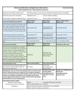 Discovery Kids Rate Sheet