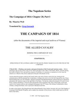 The Campaign of 1814: Chapter 20, Part I