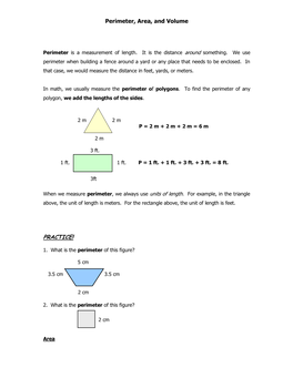 Perimeter, Area, and Volume