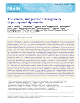 The Clinical and Genetic Heterogeneity of Paroxysmal Dyskinesias