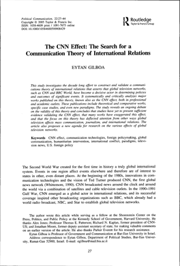 The CNN Effect: the Search for a Communication Theory of International Relations